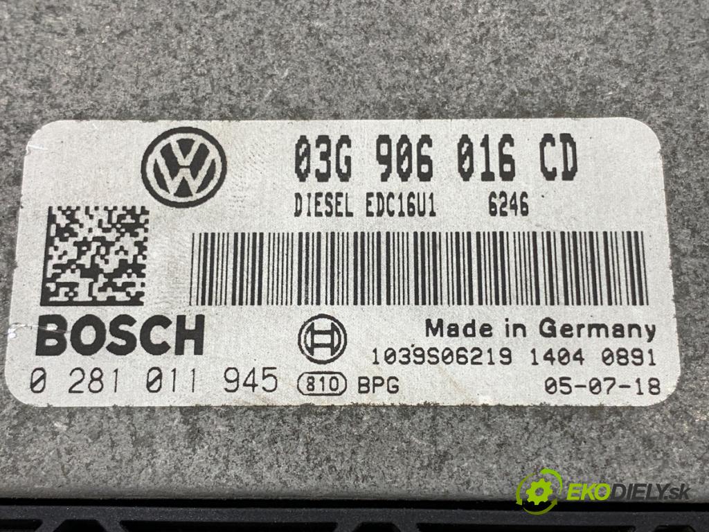 VW TOURAN nadwozie wielkoprzestrzenne (MPV) 2005 77 kW 1.9 TDI 1896 riadiaca jednotka Motor 03G906016CD 0281011945 (Riadiaca jednotka)