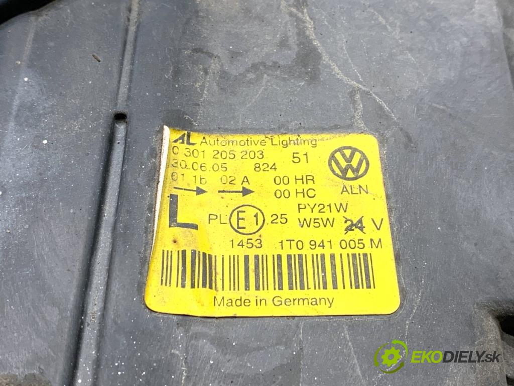 VW TOURAN nadwozie wielkoprzestrzenne (MPV) 2005 77 kW 1.9 TDI 1896 Svetlomet ľavy predný 1T0941005M