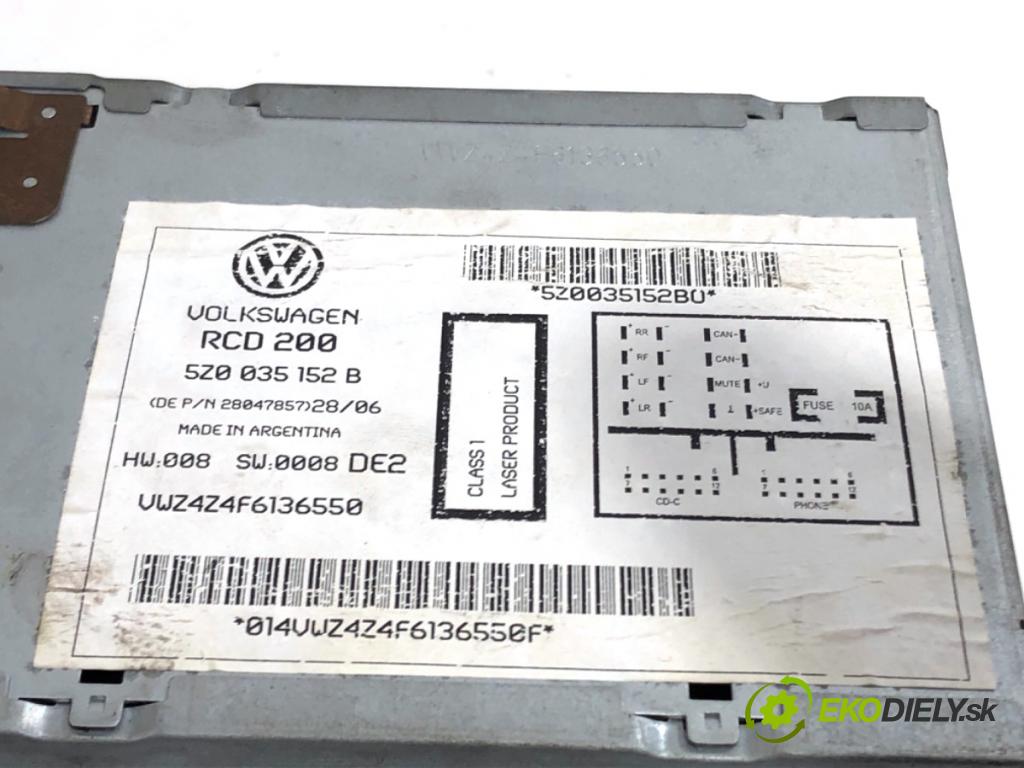 VW FOX liftback 2006 51 kW 1.4 TDI 1422 RADIO 5Z0035152B (Audio zariadenie)