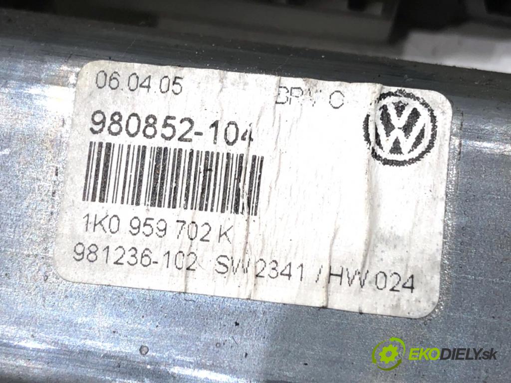 VW PASSAT B6 sedan 2005 103 kW 2.0 TDI 1968 motor sťahovaní okna pravý přední část 1K0959792G