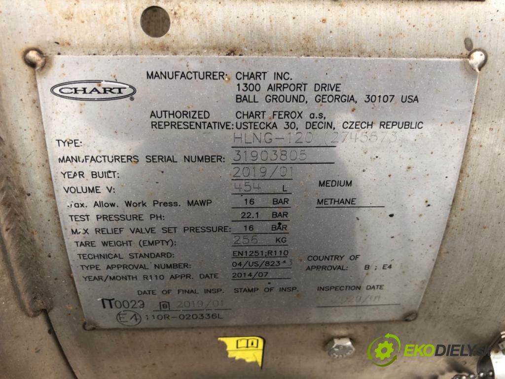 SCANIA L,P,G,R,S - series Wywrotka 2019 302 kW R410 302 kW [411 KM] olej napędowy 2017 - 2022 12742 nádržka paliva plynového pedálu HLNG-120
