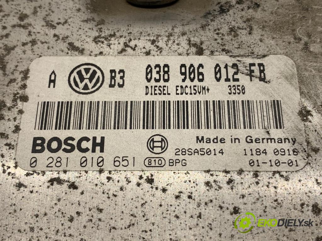 VW GOLF IV Kombi 2001 81 kW 1.9 TDI 1896 riadiaca jednotka Motor 038906012FB (Riadiaca jednotka)
