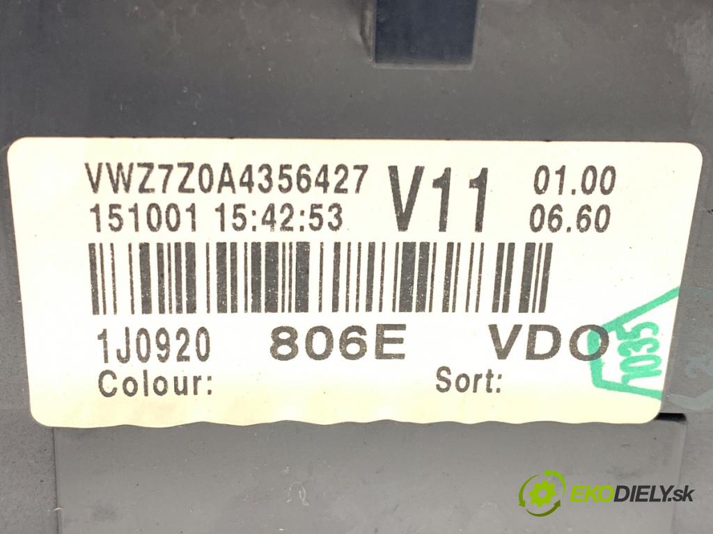 VW GOLF IV Kombi 2001 81 kW 1.9 TDI 1896 Prístrojovka 1J0920806E (Prístrojová doska)