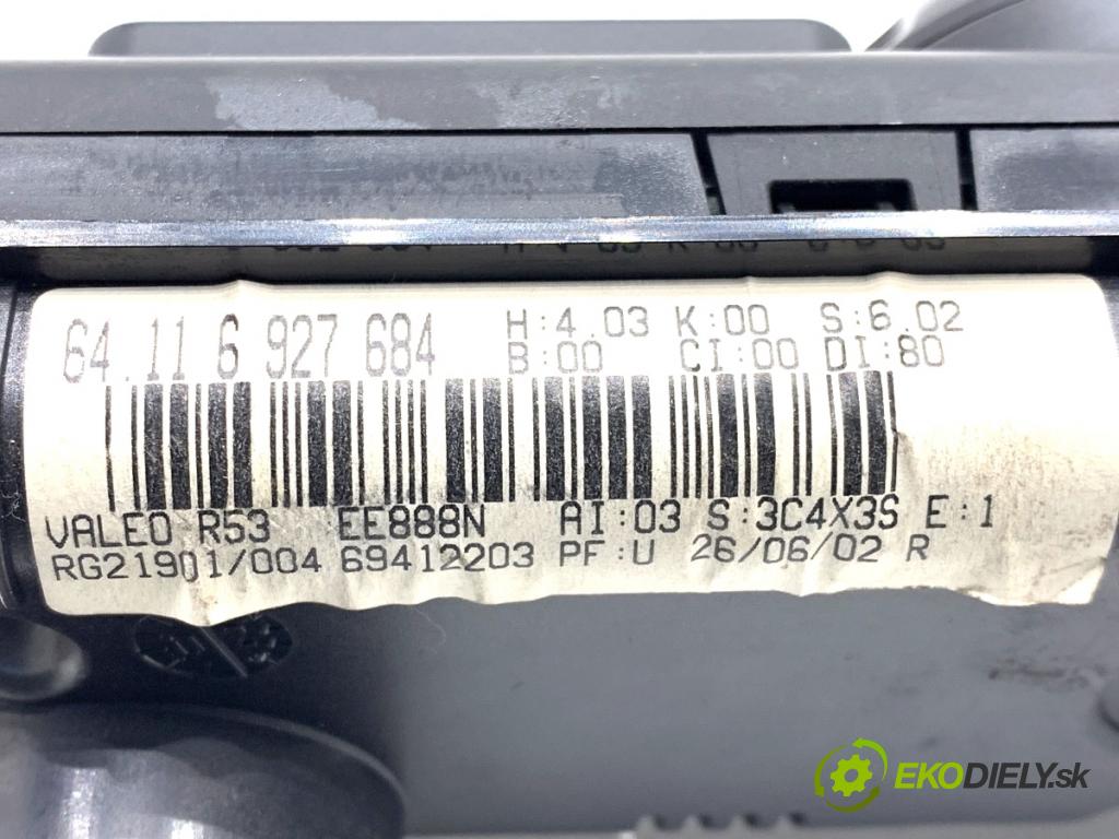 MINI R50 R53 liftback 2002 85 kW Cooper 1598 Panel ovládania kúrenia 6927684 (Prepínacie páčky pod volantom)