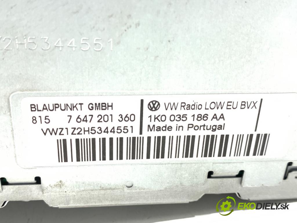 VW PASSAT B6 sedan 2008 103 kW 2.0 TDI 1968 RADIO 1K0035186AA (Audio zariadenie)