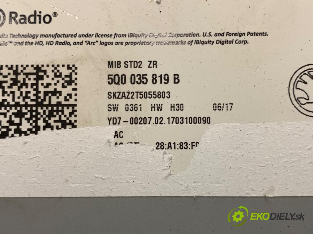 SKODA FABIA III liftback 2017 55 kW 1.0 999 čítač navigácie 5Q0035819B (Elektrosúčasti ostatné)