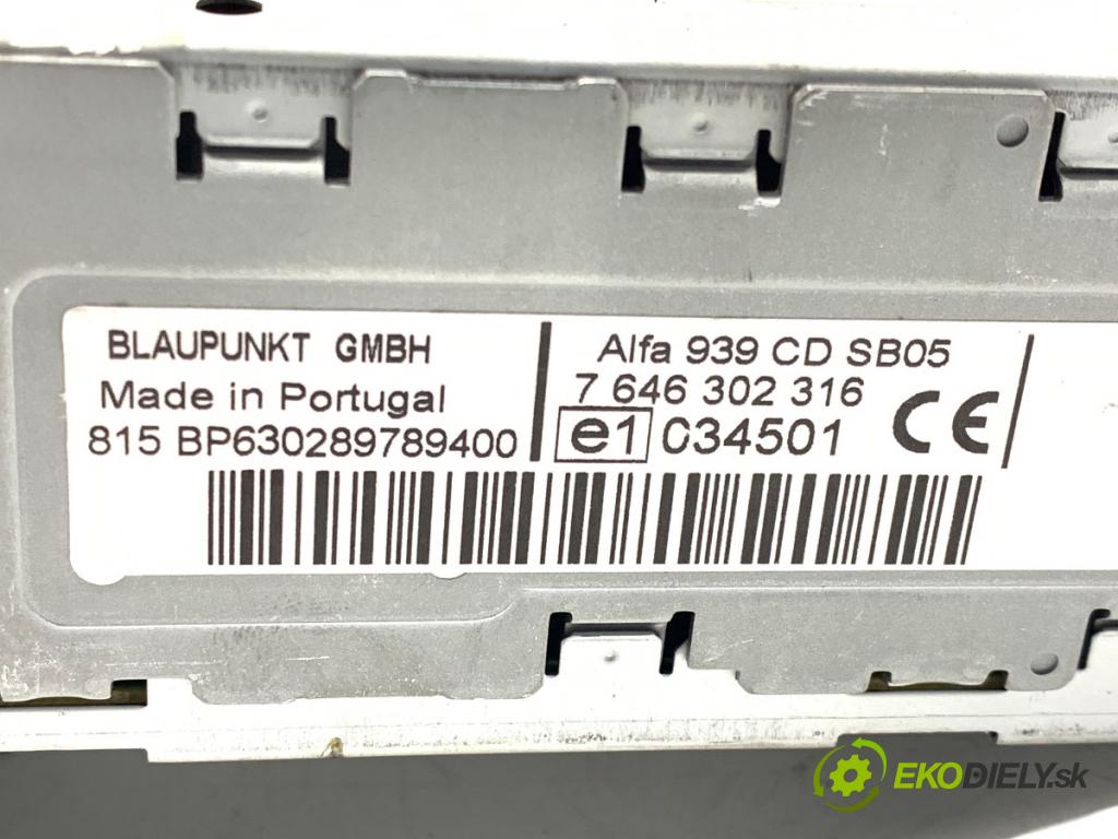 ALFA ROMEO 159 sedan 2008 88 kW 1.9 JTDM 8V (939AXE1B) 1910 RADIO 7646302316 (Audio zariadenie)