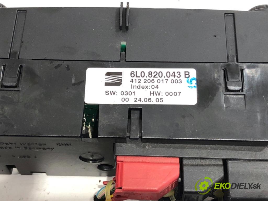 SEAT IBIZA III liftback 2005 55 kW 1.4 16V 1390 Panel ovládania kúrenia 6L0820043B (Prepínacie páčky pod volantom)
