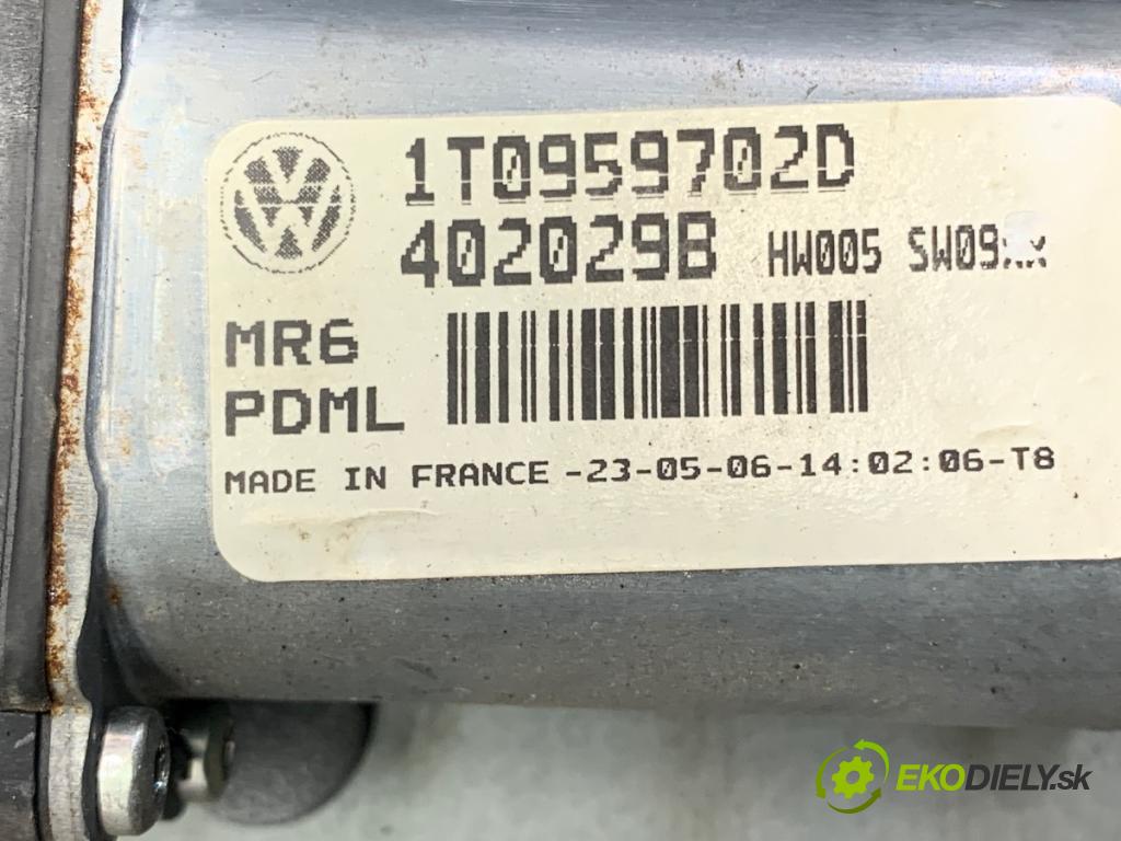 VW CADDY III Nadwozie pełne/minivan 2006 75 kW 1.6 1595 mechanismus okna pravý přední část 1T0959702D
