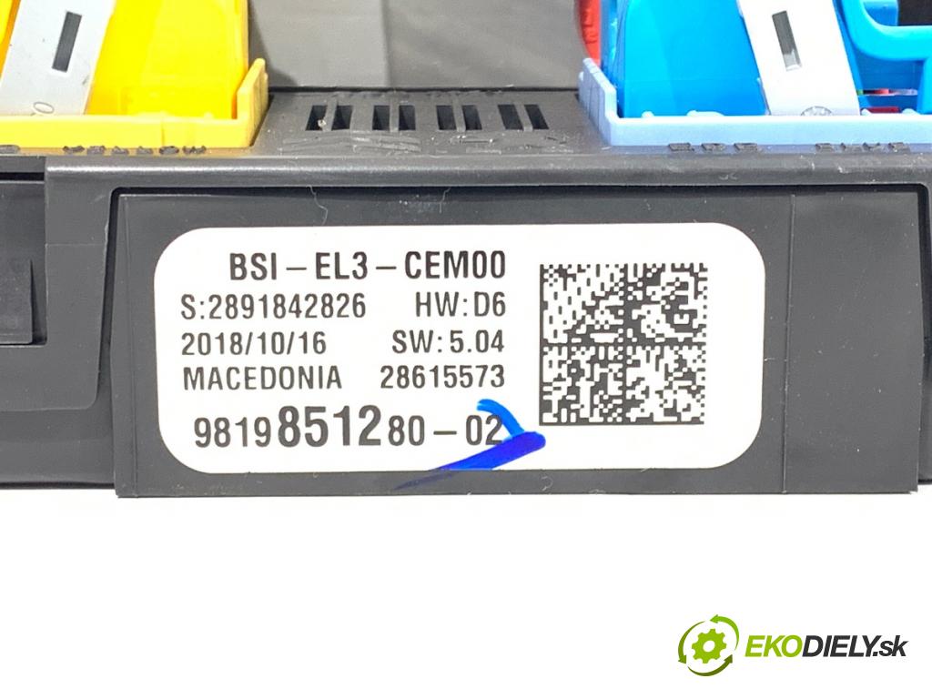 PEUGEOT 308 II liftback 2018 81 kW 1.2 THP 110 1199 modul BSI 9819851280 (Pojistková skříňka)