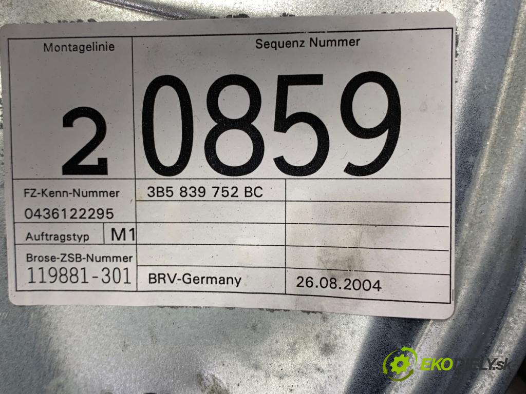 VW PASSAT B5 FL sedan 2004 96 kW 1.9 TDI 1896 mechanismus okna pravý zadní část