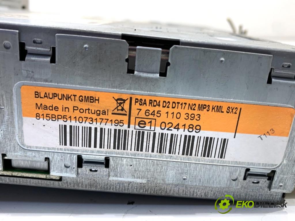 PEUGEOT 407 SW Kombi 2007 100 kW 2.0 HDi 135 1997 RADIO 9660647677 (Audio zariadenie)