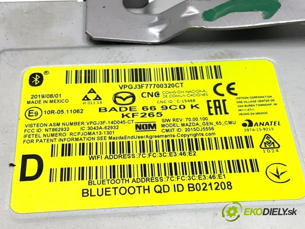 MAZDA 2 DL liftback 2019 66 kW 1.5 SKYACTIV-G 1496 RADIO Navigácia BADE-66-9C0-K (Audio zariadenie)