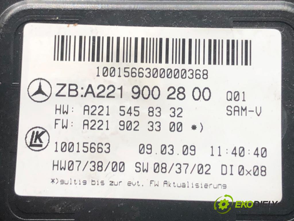 MERCEDES-BENZ W221 sedan 2010 205 kW S 400 Hybrid (221.095, 221.195) 3498 modul SAM A2219002800 (Elektrosoučásti ostatní)