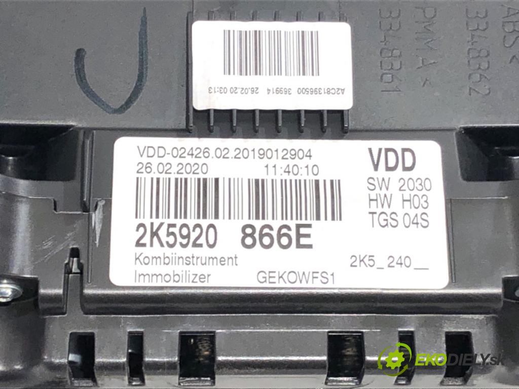 VW CADDY IV Nadwozie pełne/minivan 2020 75 kW 2.0 TDI 1968 Prístrojovka 2K5920866E (Prístrojová doska)