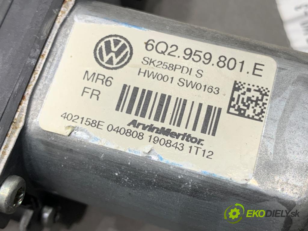 SKODA ROOMSTER nadwozie wielkoprzestrzenne (MPV) 2008 63 kW 1.4 1390 mechanismus okna pravý přední část 6Q2959801E