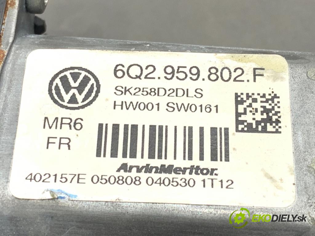 SKODA ROOMSTER nadwozie wielkoprzestrzenne (MPV) 2008 63 kW 1.4 1390 mechanismus okna levý přední část 6Q2959802F