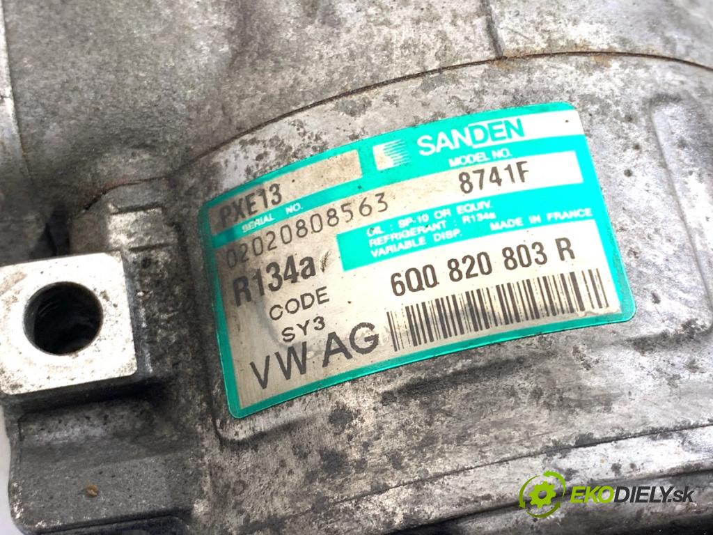 SKODA FABIA I liftback 2005 55 kW 1.4 16V 1390 kompresor klimatizace 6Q0820803R (Kompresor klimatizace)