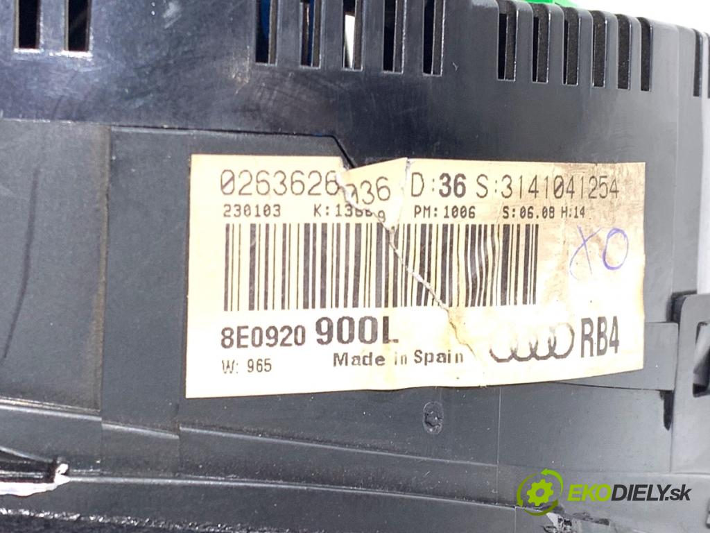 AUDI A4 B6 sedan 2003 96 kW 2.0 1984 Prístrojovka 8E0920900L (Prístrojová doska)