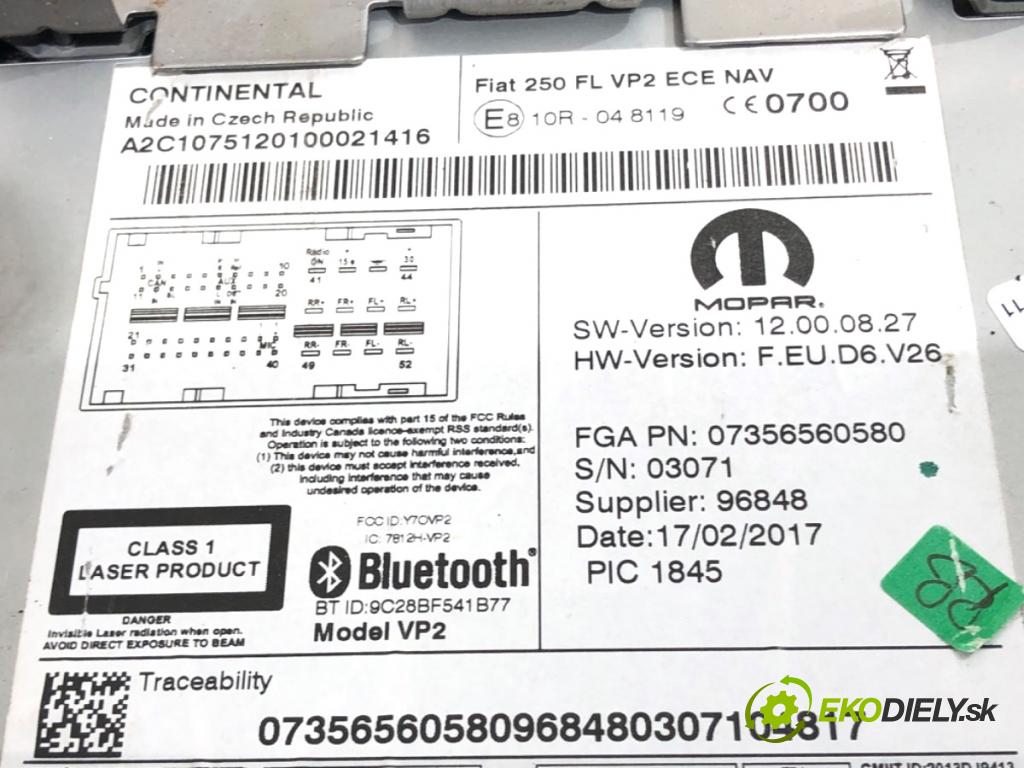 FIAT DUCATO III Autobus 2018 96 kW 130 Multijet 2,3 D 2287 RADIO mavigace 07356560580 (Audio zařízení)