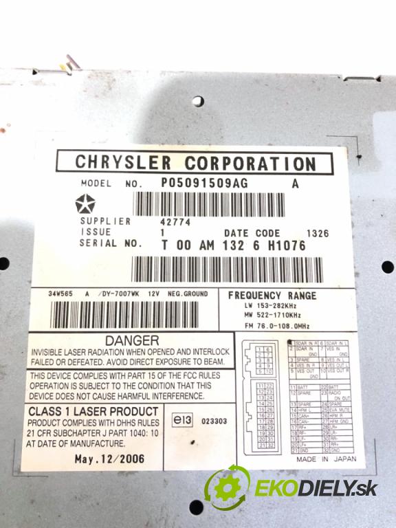 DODGE CALIBER liftback 2006 110 kW 1.8 1798 RADIO P05091509AG (Audio zariadenie)
