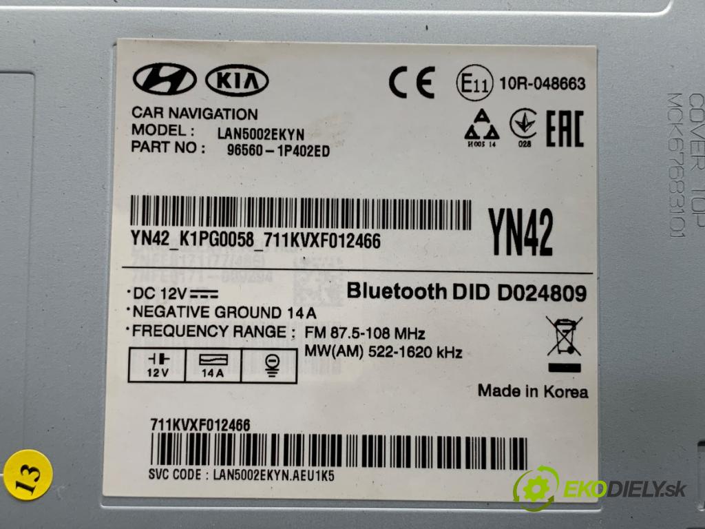 KIA VENGA liftback 2018 66 kW 1.4 CVVT 1396 RADIO 96560-1P402ED (Audio zariadenie)
