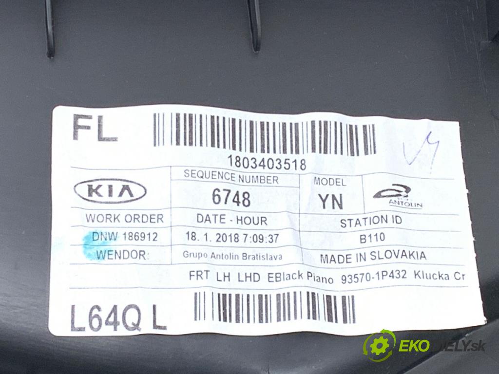 KIA VENGA liftback 2018 66 kW 1.4 CVVT 1396 čalúnenie Dvere ľavy predný