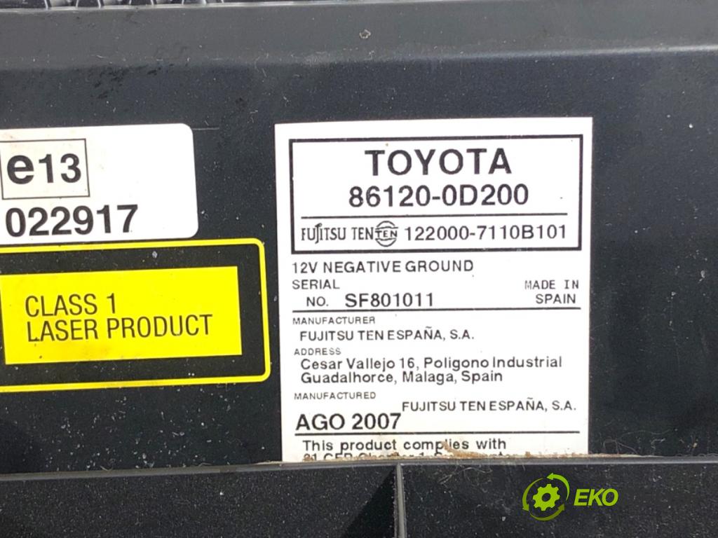 TOYOTA YARIS II liftback 2007 64 kW 1.3 VVT-i (SCP90_) 1298 RADIO 86120-0D200 (Audio zariadenie)
