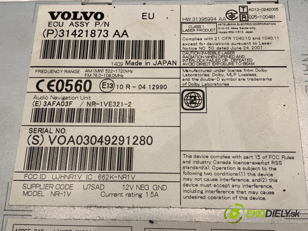 VOLVO V60 I Kombi 2014 133 kW D4 1969 RADIO 31421873AA (Audio zariadenie)