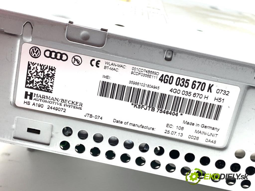AUDI A6 C7 sedan 2013 150 kW 3.0 TDI quattro 2967 RADIO 4G0035670K (Audio zařízení)