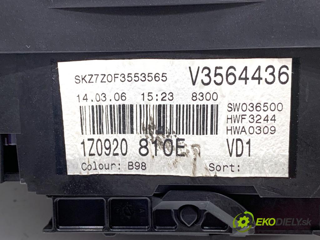 SKODA OCTAVIA II Kombi 2006 77 kW 1.9 TDI 1896 Prístrojovka 1Z0920810E (Prístrojová doska)
