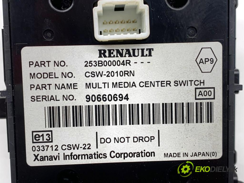 RENAULT LAGUNA III Kombi 2009 110 kW 2.0 dCi (KT01, KT08, KT09, KT0K, KT12, KT1D, KT1W) 1995 Panel ovládaní navigace 253B00004R