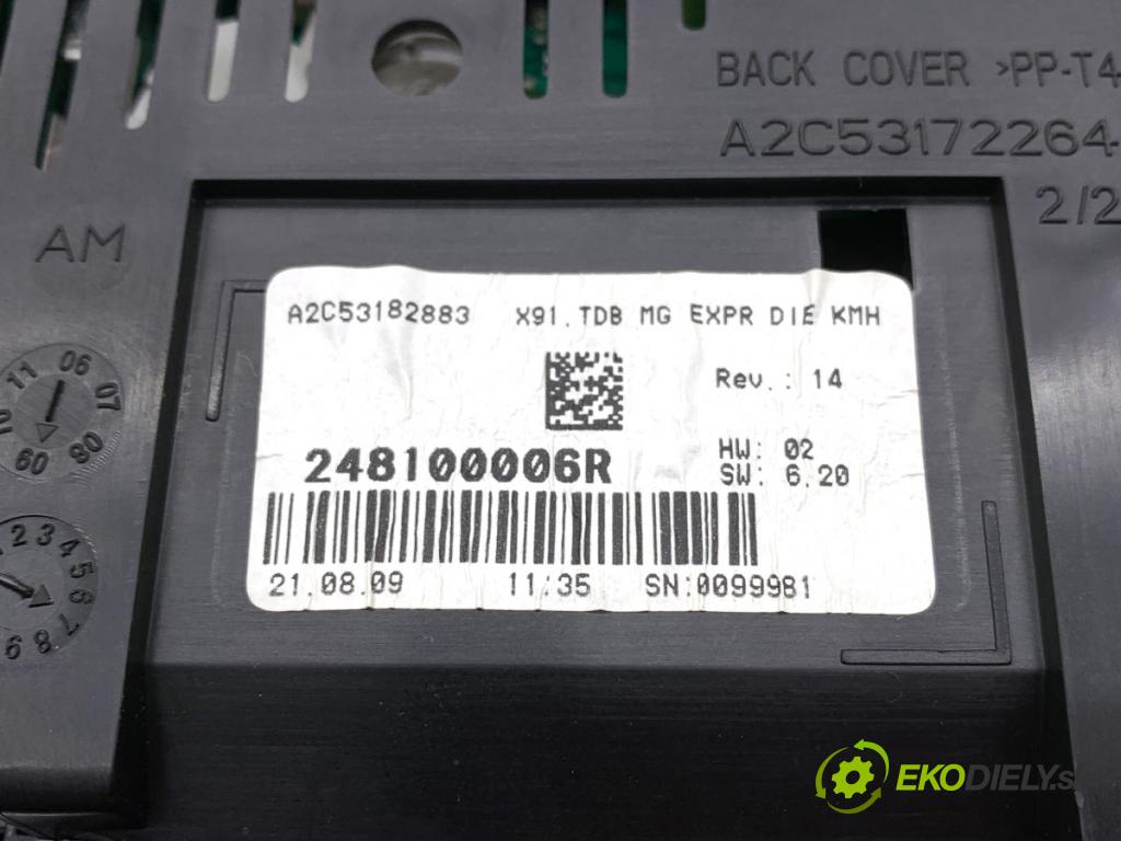 RENAULT LAGUNA III Kombi 2009 110 kW 2.0 dCi (KT01, KT08, KT09, KT0K, KT12, KT1D, KT1W) 1995 Prístrojovka 248100006R (Prístrojová doska)