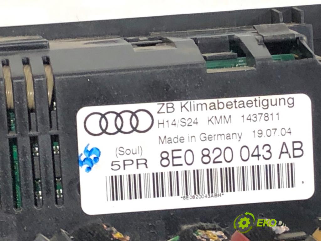 AUDI A4 B6 Kombi 2004 96 kW 1.9 TDI 1896 Panel ovládania kúrenia 8E0820043AB (Prepínacie páčky pod volantom)