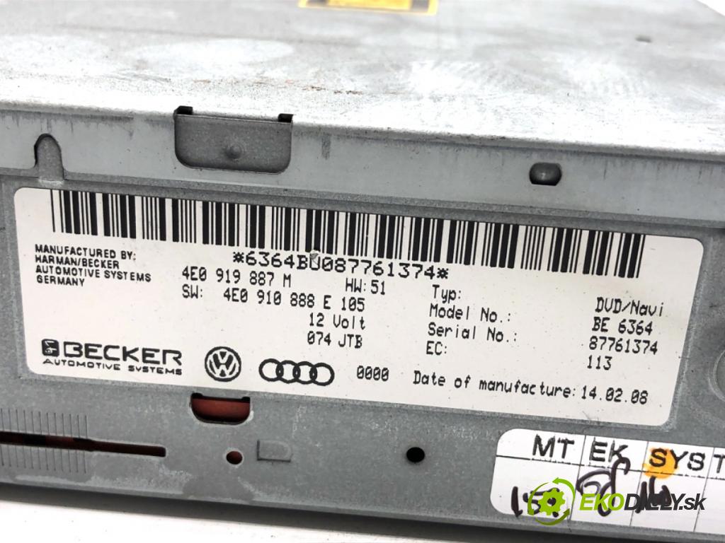 AUDI A6 C6 sedan 2008 103 kW 2.0 TDI 1968 čítač navigácie 4E0919887M (Elektrosúčasti ostatné)
