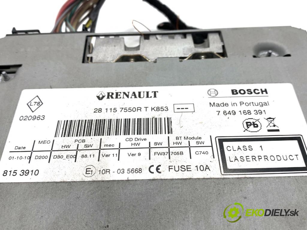 RENAULT MEGANE III kabriolet 2011 96 kW 1.4 TCe (EZ0F, EZ1V) 1397 RADIO 281157550R (Audio zariadenie)