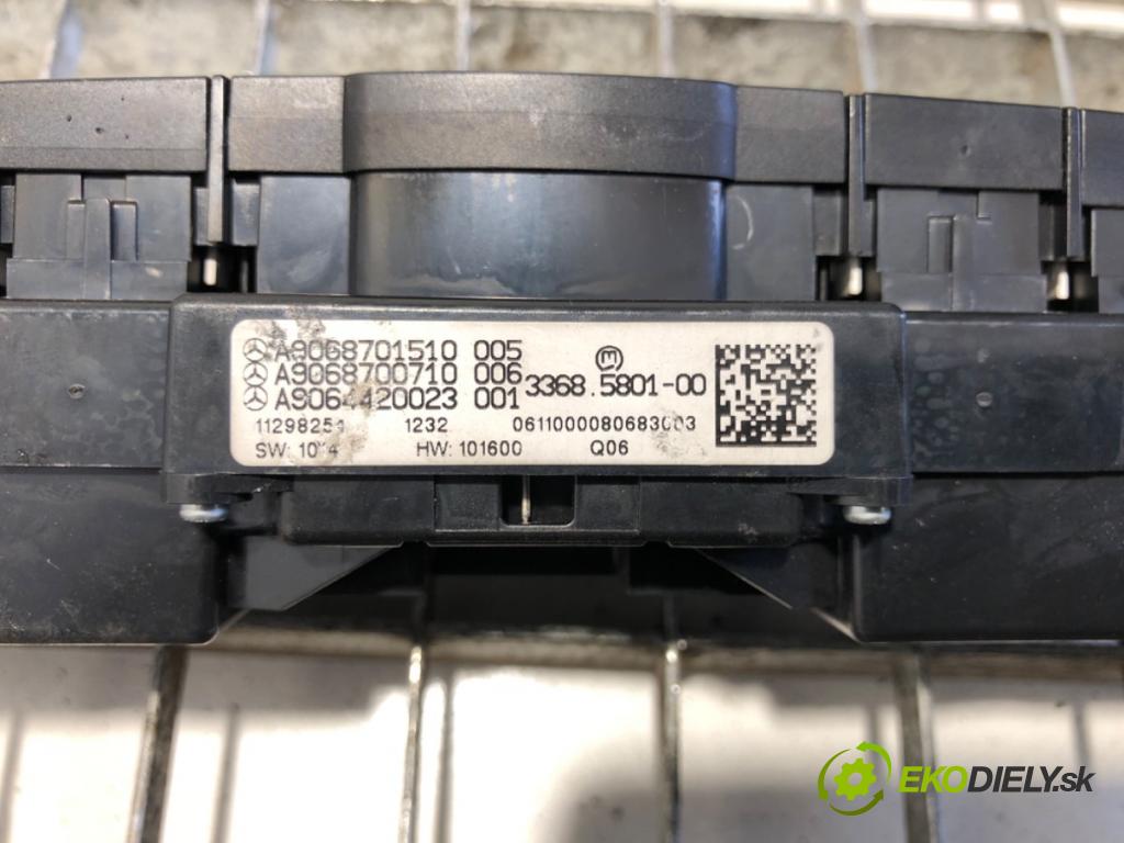 MERCEDES-BENZ W906 Skrzynia 2011 120 kW 216 CDI (906.611, 906.613) 2143 Spínač svetiel výstražných (núdzových) A9068701510 (Prepínacie páčky pod volantom)