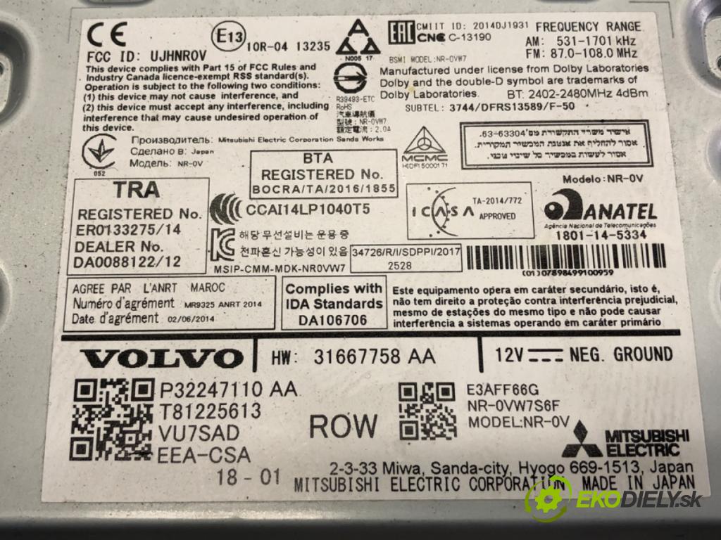 VOLVO V90 II Kombi 2018 110 kW D3 1969 RADIO P32247110AA (Audio zariadenie)