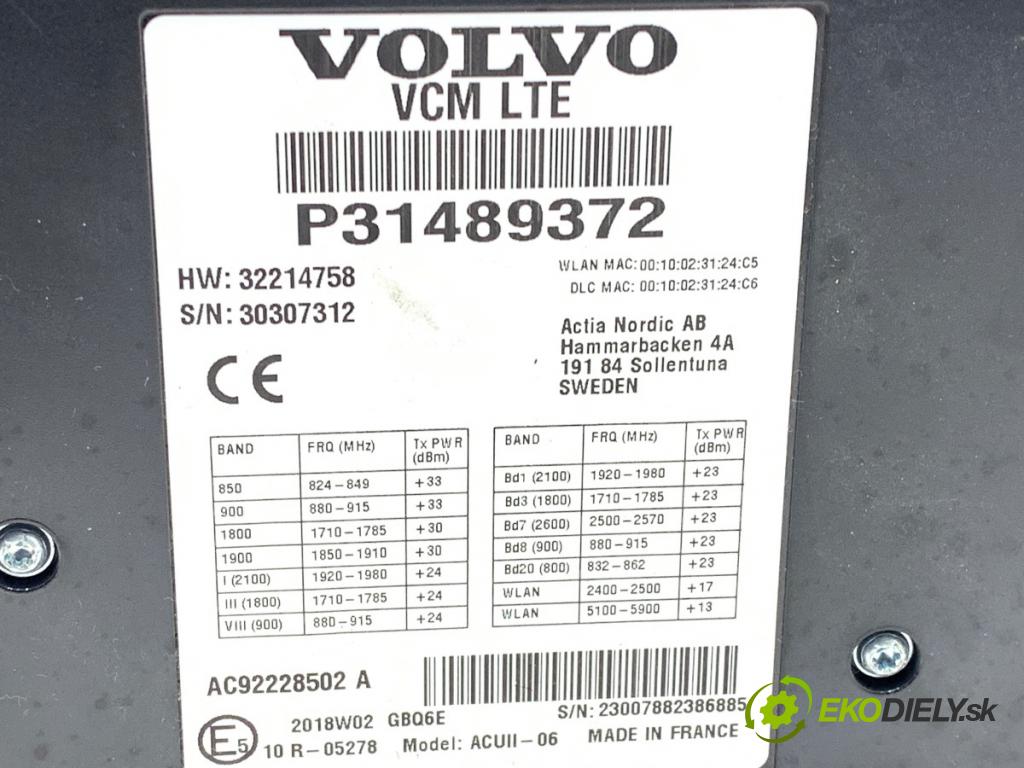 VOLVO V90 II Kombi 2018 110 kW D3 1969 modul řídící jednotka VCM P31489372