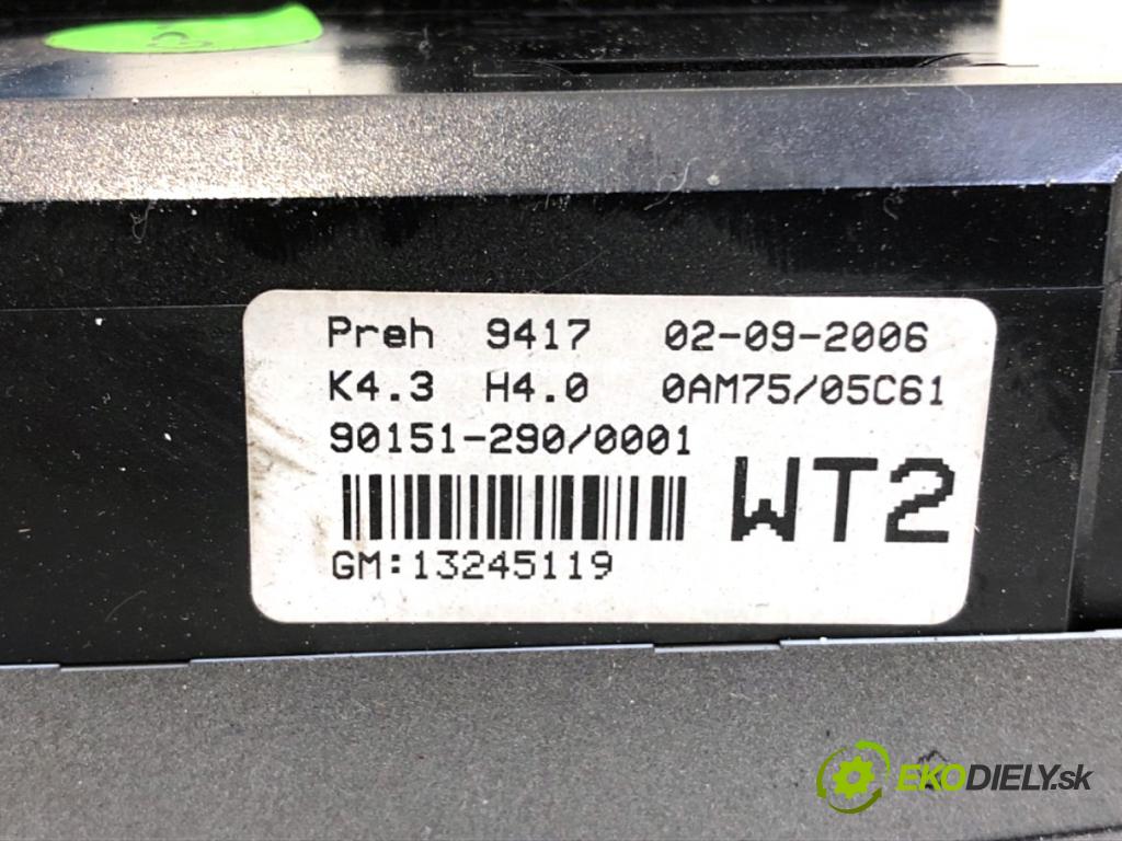 OPEL ZAFIRA B Nadwozie pełne/minivan 2006 88 kW 1.9 CDTI VAN (M75) 1910 Panel ovládania kúrenia 13245119 (Prepínacie páčky pod volantom)