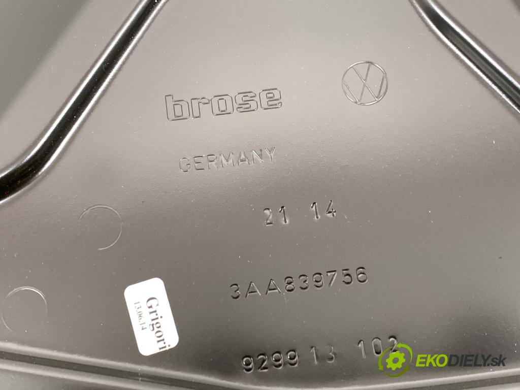 VW PASSAT B7 sedan 2014 103 kW 2.0 TDI 1968 mechanismus okna pravý zadní část 3AA959704A
