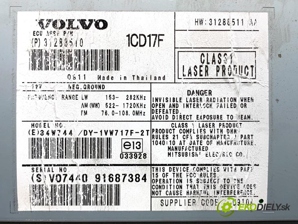 VOLVO V50 Kombi 2010 80 kW 1.6 D 1560 RADIO 31288510 (Audio zariadenie)