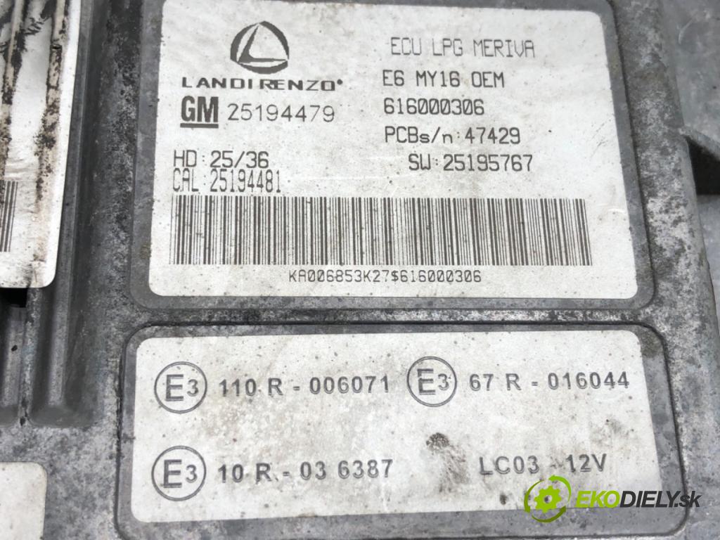 OPEL MERIVA B nadwozie wielkoprzestrzenne (MPV) 2017 88 kW 1.4 (75) 1364 řídící jednotka LPG 25194479