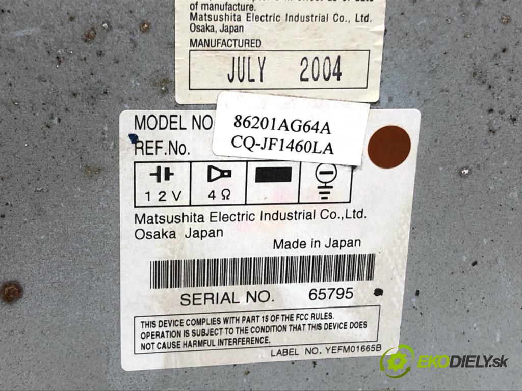 SUBARU OUTBACK III Kombi 2005 121 kW 2.5 AWD (BP9) 2457 RADIO 86201AG64A (Audio zariadenie)