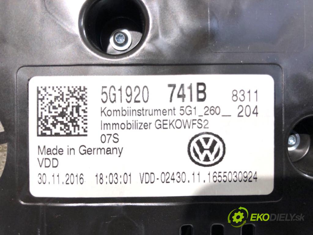 VW GOLF VII liftback 2016 81 kW 1.6 TDI 1598 Prístrojovka 5G1920741B (Prístrojová doska)