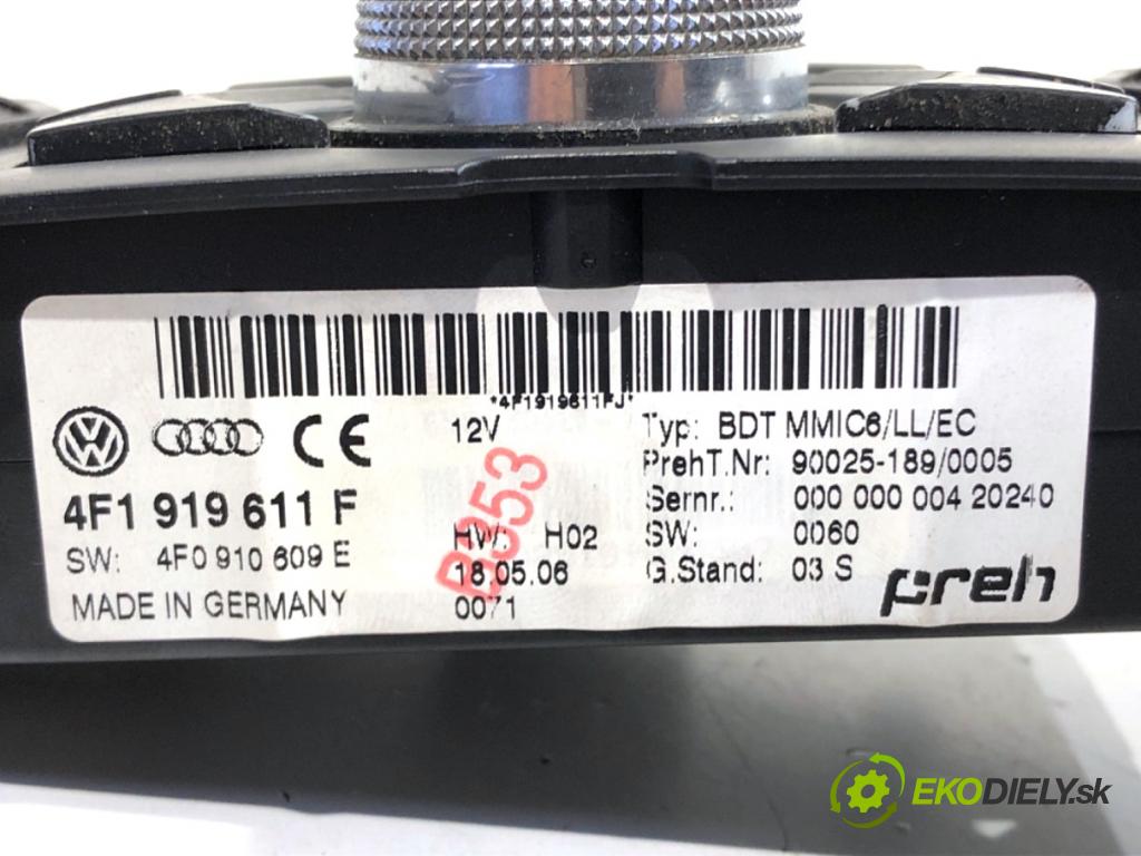 AUDI A6 C6 sedan 2006 103 kW 2.0 TDI 1968 Panel ovládania radia 4F1919611F (Prepínacie páčky pod volantom)