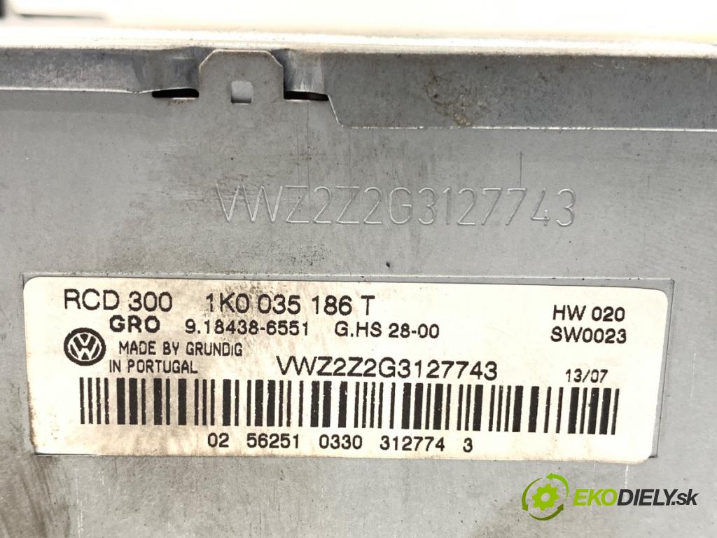 VW GOLF V liftback 2007 77 kW 1.9 TDI 1896 RADIO 1K0035186T (Audio zariadenie)