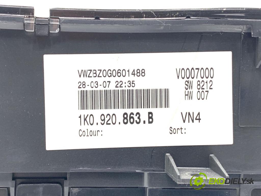 VW GOLF V liftback 2007 77 kW 1.9 TDI 1896 Prístrojovka 1K0920863B (Prístrojová doska)