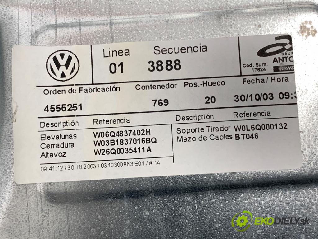 VW POLO IV 9N liftback 2003 47 kW 1.2 12V 1198 Mechanizmus okna pravy predný 6Q2959801A