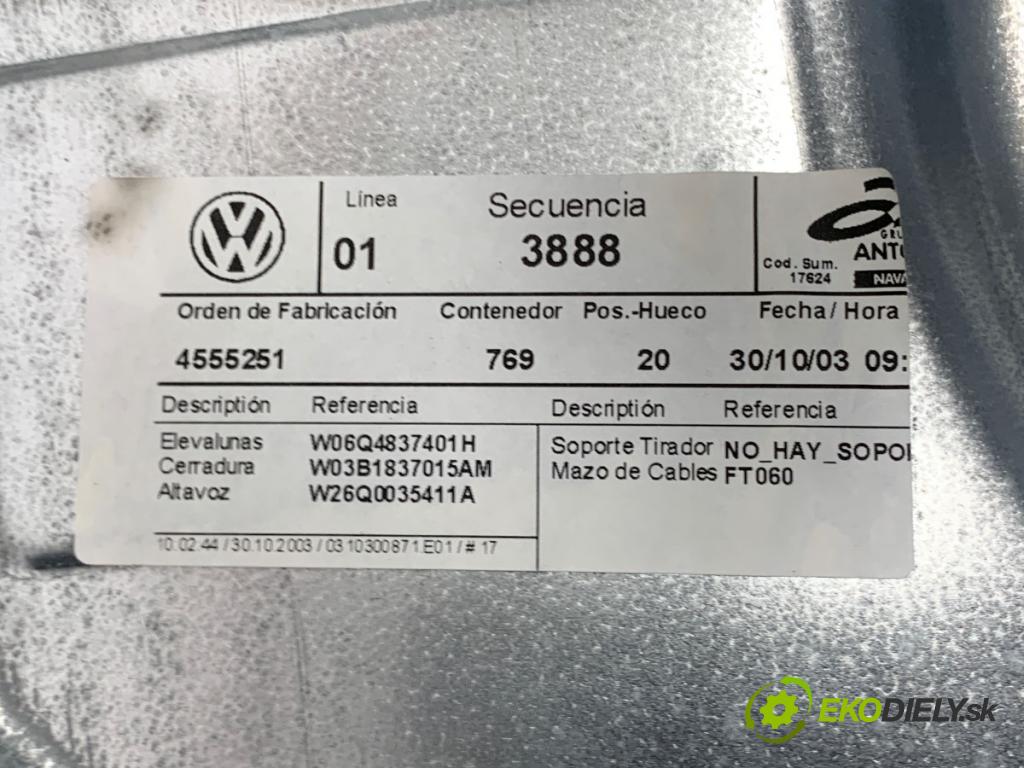 VW POLO IV 9N liftback 2003 47 kW 1.2 12V 1198 Mechanizmus okna ľavy predný 6Q2959802A